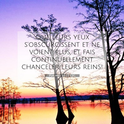 Picture 07 - Psaumes 69:23 LSG - Que leurs yeux s'obscurcissent et ne voient plus, - Bible Verse Picture