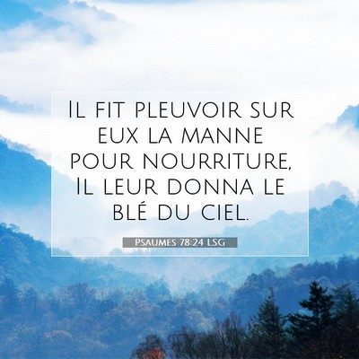 Picture 07 - Psaumes 78:24 LSG - Il fit pleuvoir sur eux la manne pour nourriture, - Bible Verse Picture