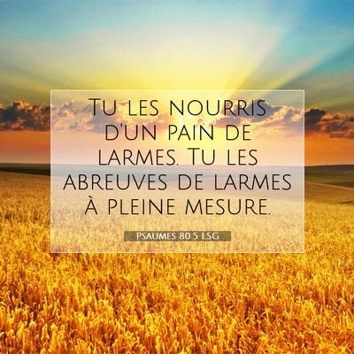 Picture 07 - Psaumes 80:5 LSG - Tu les nourris d'un pain de larmes. Tu les - Bible Verse Picture