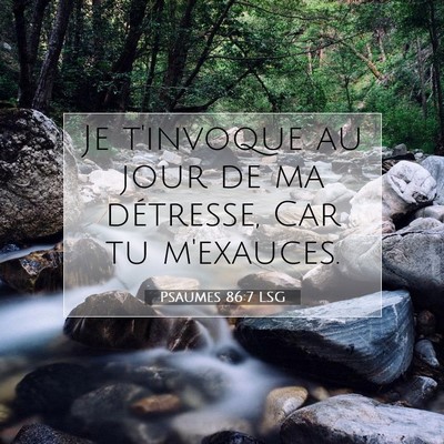 Picture 07 - Psaumes 86:7 LSG - Je t'invoque au jour de ma détresse, Car tu - Bible Verse Picture