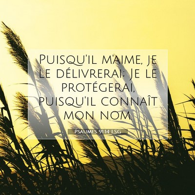 Picture 07 - Psaumes 91:14 LSG - Puisqu'il m'aime, je le délivrerai; Je le - Bible Verse Picture