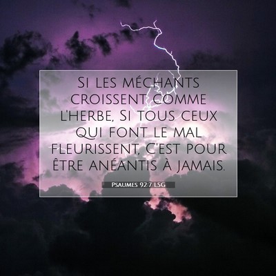 Picture 07 - Psaumes 92:7 LSG - Si les méchants croissent comme l'herbe, Si tous - Bible Verse Picture