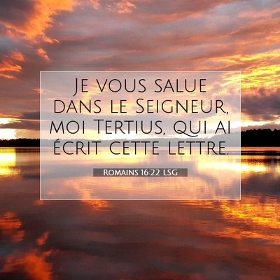 Picture 07 - Romains 16:22 LSG - Je vous salue dans le Seigneur, moi Tertius, qui - Bible Verse Picture