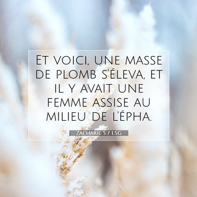 Picture 07 - Zacharie 5:7 LSG - Et voici, une masse de plomb s'éleva, et il y - Bible Verse Picture