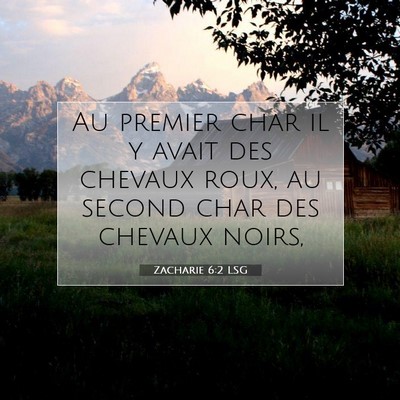 Picture 07 - Zacharie 6:2 LSG - Au premier char il y avait des chevaux roux, au - Bible Verse Picture
