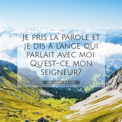 Picture 07 - Zacharie 6:4 LSG - Je pris la parole et je dis à l'ange qui parlait - Bible Verse Picture