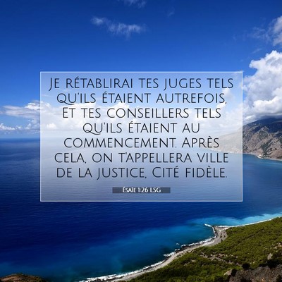 Picture 07 - Ésaïe 1:26 LSG - Je rétablirai tes juges tels qu'ils étaient - Bible Verse Picture