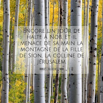 Picture 07 - Ésaïe 10:32 LSG - Encore un jour de halte à Nob, Et il menace de - Bible Verse Picture