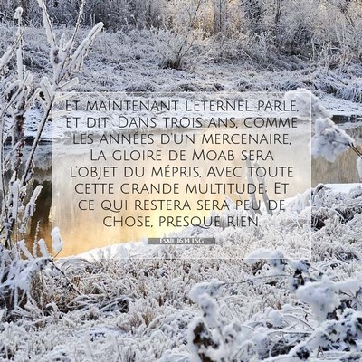 Picture 07 - Ésaïe 16:14 LSG - Et maintenant l'Eternel parle, et dit: Dans trois - Bible Verse Picture