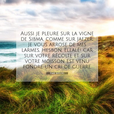 Picture 07 - Ésaïe 16:9 LSG - Aussi je pleure sur la vigne de Sibma, comme sur - Bible Verse Picture