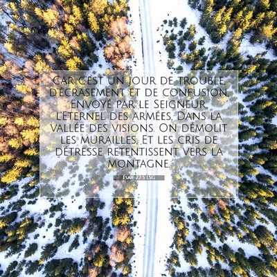 Picture 07 - Ésaïe 22:5 LSG - Car c'est un jour de trouble, d'écrasement et de - Bible Verse Picture