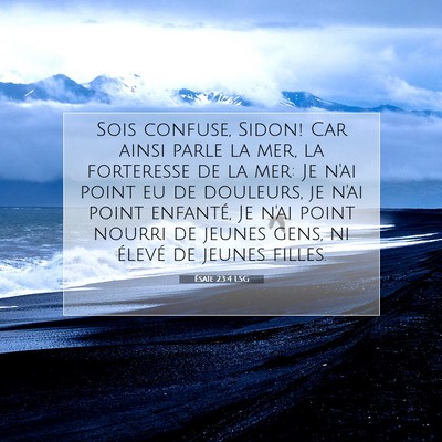 Picture 07 - Ésaïe 23:4 LSG - Sois confuse, Sidon! Car ainsi parle la mer, la - Bible Verse Picture