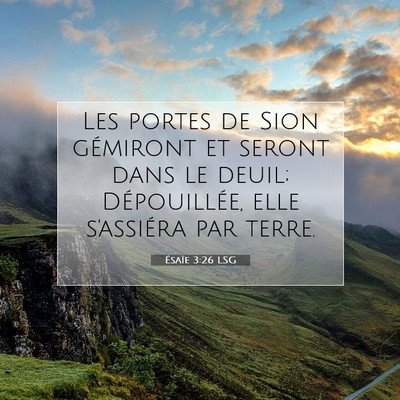 Picture 07 - Ésaïe 3:26 LSG - Les portes de Sion gémiront et seront dans le - Bible Verse Picture