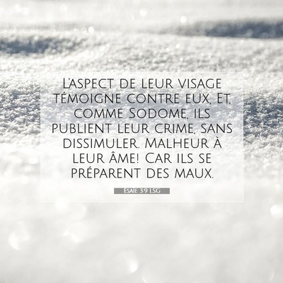 Picture 07 - Ésaïe 3:9 LSG - L'aspect de leur visage témoigne contre eux, Et, - Bible Verse Picture