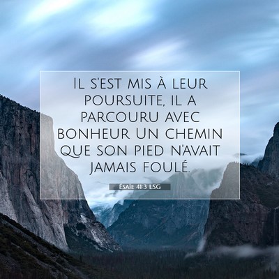 Picture 07 - Ésaïe 41:3 LSG - Il s'est mis à leur poursuite, il a parcouru - Bible Verse Picture
