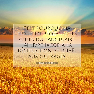 Picture 07 - Ésaïe 43:28 LSG - C'est pourquoi j'ai traité en profanes les chefs - Bible Verse Picture