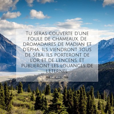 Picture 07 - Ésaïe 60:6 LSG - Tu seras couverte d'une foule de chameaux, De - Bible Verse Picture