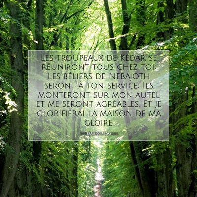 Picture 07 - Ésaïe 60:7 LSG - Les troupeaux de Kédar se réuniront tous chez - Bible Verse Picture