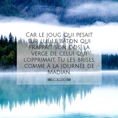 Picture 07 - Ésaïe 9:4 LSG - Car le joug qui pesait sur lui, Le bâton qui - Bible Verse Picture