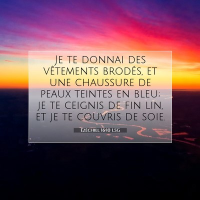 Picture 07 - Ézéchiel 16:10 LSG - Je te donnai des vêtements brodés, et une - Bible Verse Picture