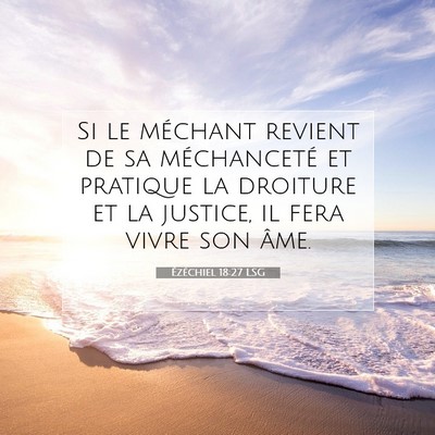 Picture 07 - Ézéchiel 18:27 LSG - Si le méchant revient de sa méchanceté et - Bible Verse Picture