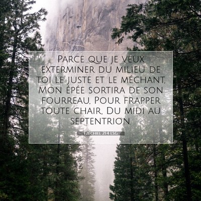 Picture 07 - Ézéchiel 21:4 LSG - Parce que je veux exterminer du milieu de toi le - Bible Verse Picture