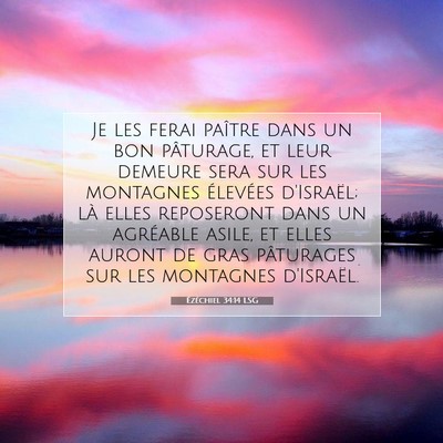 Picture 07 - Ézéchiel 34:14 LSG - Je les ferai paître dans un bon pâturage, et - Bible Verse Picture