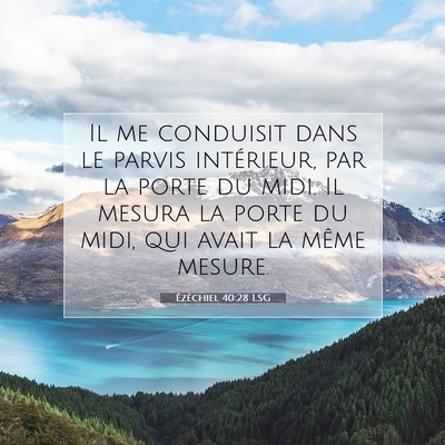 Picture 07 - Ézéchiel 40:28 LSG - Il me conduisit dans le parvis intérieur, par la - Bible Verse Picture