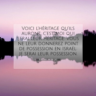 Picture 07 - Ézéchiel 44:28 LSG - Voici l'héritage qu'ils auront: c'est moi qui - Bible Verse Picture