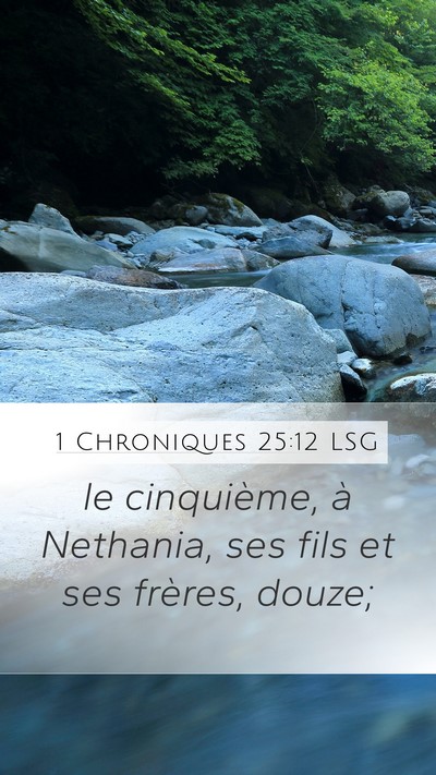 1 Chroniques 25:12 LSG Mobile Phone Wallpaper - le cinquième, à Nethania, ses fils et ses - Mobile Bible Verse Wallpaper
