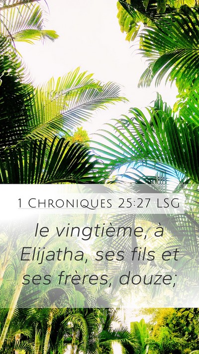 1 Chroniques 25:27 LSG Mobile Phone Wallpaper - le vingtième, à Elijatha, ses fils et ses - Mobile Bible Verse Wallpaper