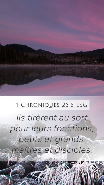 1 Chroniques 25:8 LSG Bible Verse Image