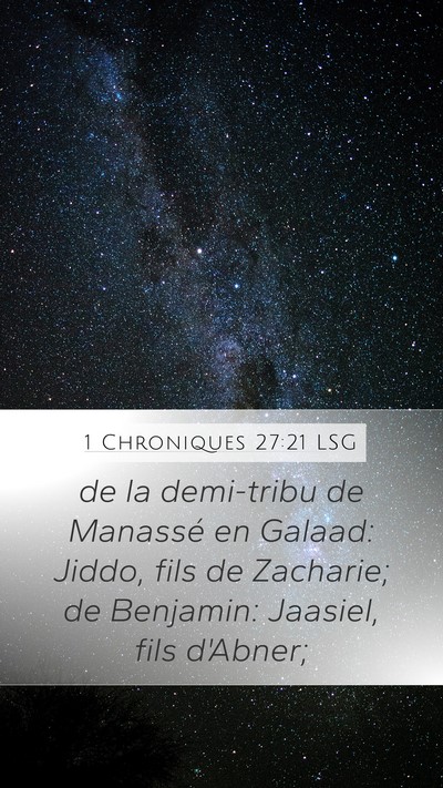 1 Chroniques 27:21 LSG Mobile Phone Wallpaper - de la demi-tribu de Manassé en Galaad: Jiddo, - Mobile Bible Verse Wallpaper