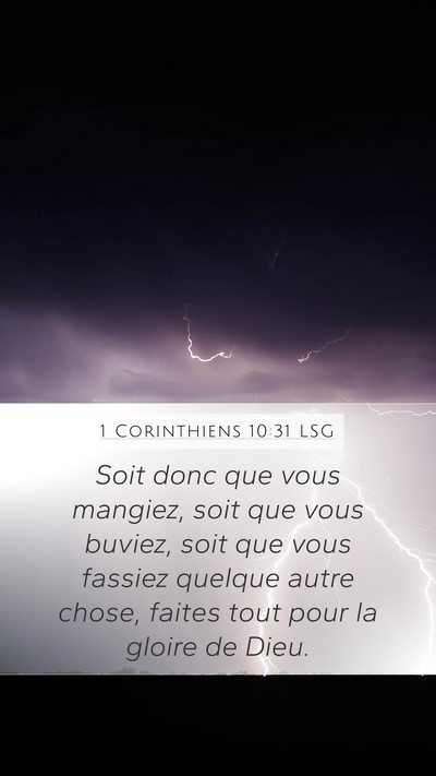 1 Corinthiens 10:31 LSG Bible Verse Image