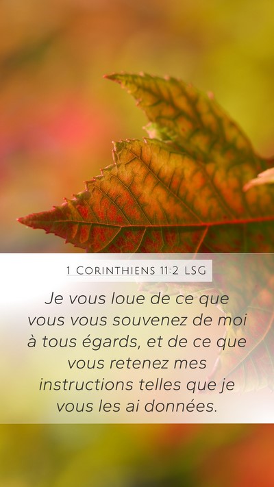1 Corinthiens 11:2 LSG Bible Verse Image
