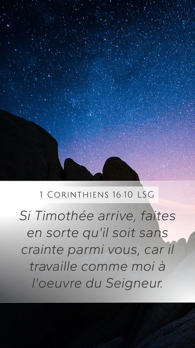 1 Corinthiens 16:10 LSG Bible Verse Image