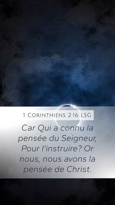 1 Corinthiens 2:16 LSG Bible Verse Image