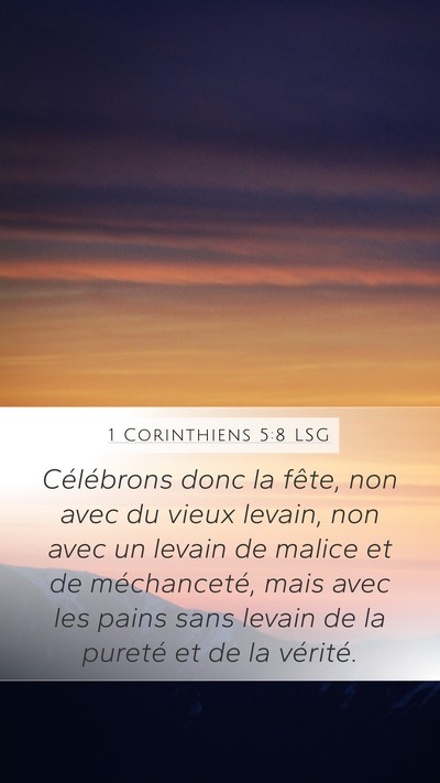 1 Corinthiens 5:8 LSG Bible Verse Image