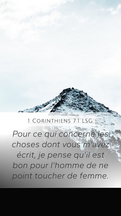 1 Corinthiens 7:1 LSG Bible Verse Image