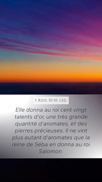 1 Rois 10:10 LSG Bible Verse Image