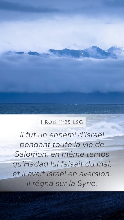 1 Rois 11:25 LSG Mobile Phone Wallpaper - Il fut un ennemi d'Israël pendant toute la vie - Mobile Bible Verse Wallpaper