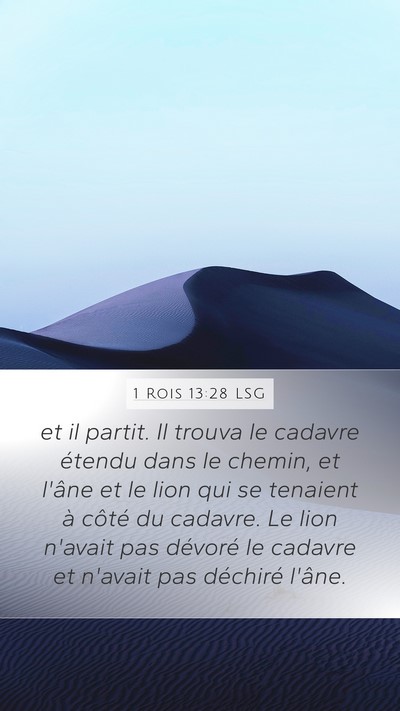 1 Rois 13:28 LSG Mobile Phone Wallpaper - et il partit. Il trouva le cadavre étendu dans - Mobile Bible Verse Wallpaper