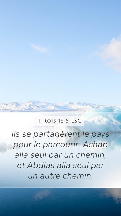 1 Rois 18:6 LSG Mobile Phone Wallpaper - Ils se partagèrent le pays pour le parcourir; - Mobile Bible Verse Wallpaper