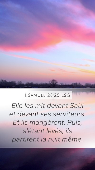 1 Samuel 28:25 LSG Mobile Phone Wallpaper - Elle les mit devant Saül et devant ses - Mobile Bible Verse Wallpaper