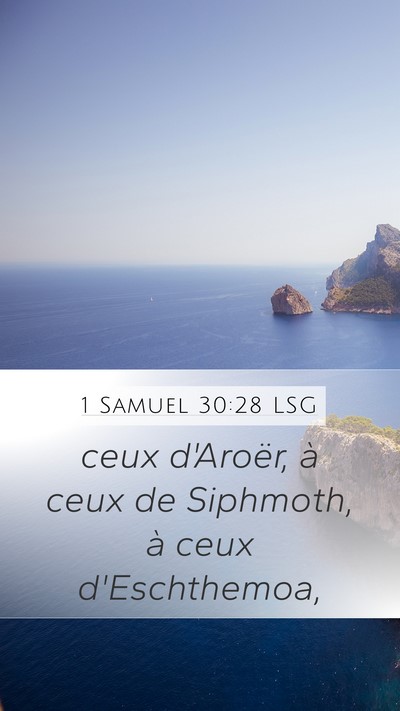 1 Samuel 30:28 LSG Mobile Phone Wallpaper - ceux d'Aroër, à ceux de Siphmoth, à ceux - Mobile Bible Verse Wallpaper
