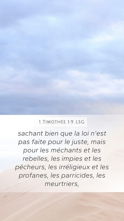1 Timothée 1:9 LSG Bible Verse Image