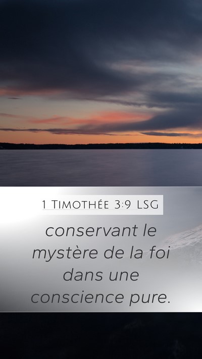 1 Timothée 3:9 LSG Bible Verse Image