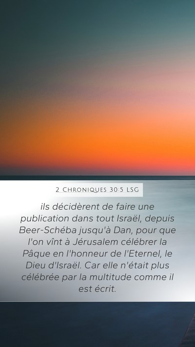 2 Chroniques 30:5 LSG Bible Verse Image