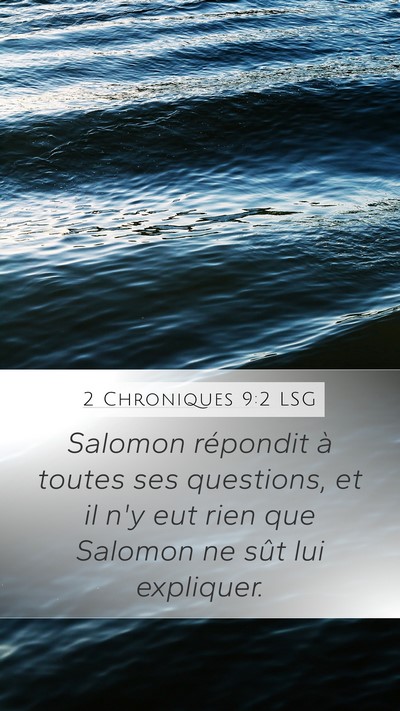 2 Chroniques 9:2 LSG Bible Verse Image