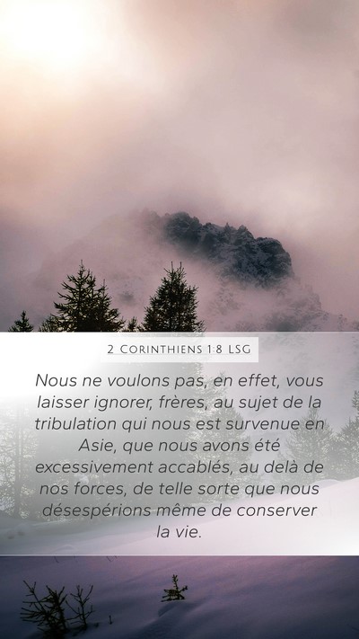 2 Corinthiens 1:8 LSG Bible Verse Image